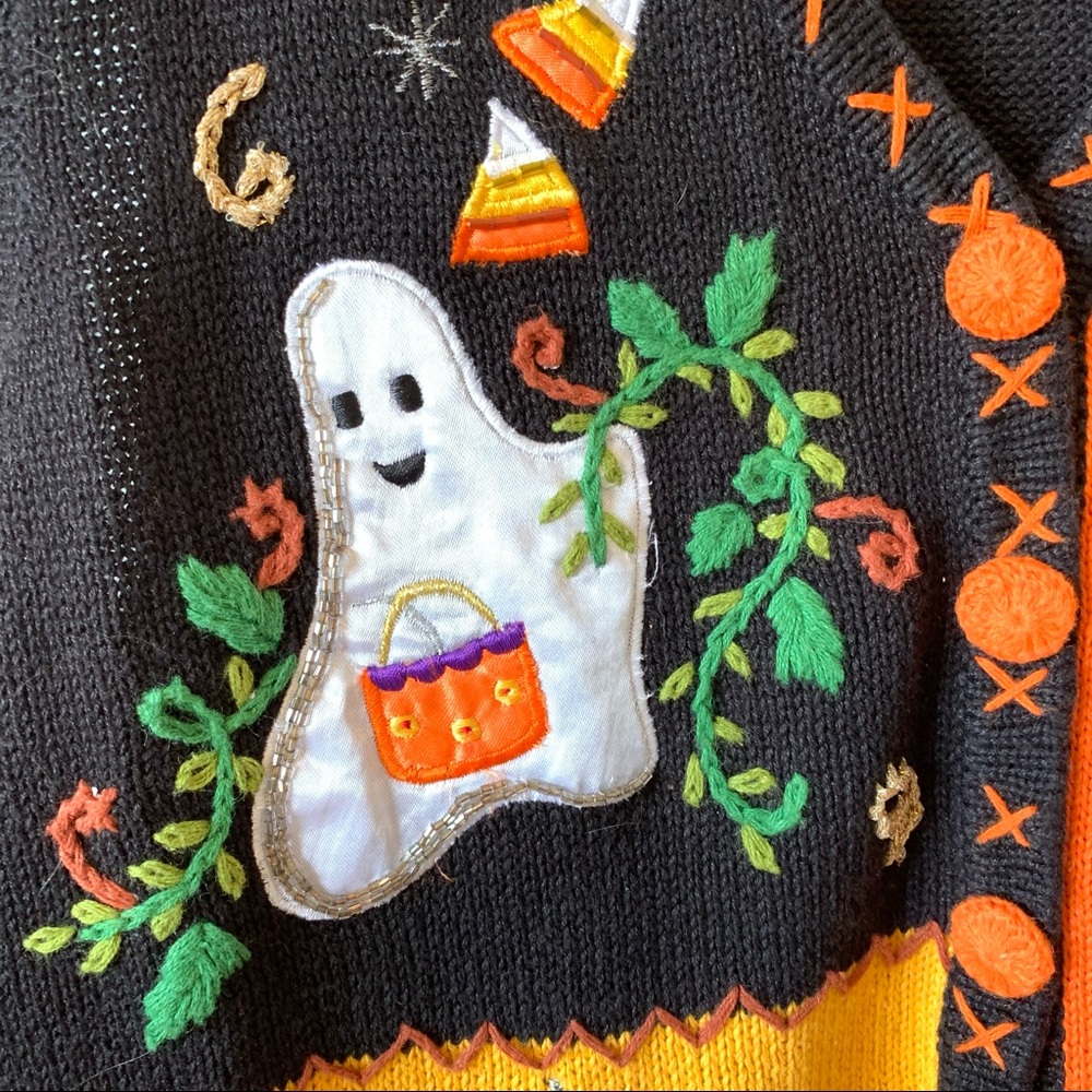 BASIC EDITIONS Embroidered Halloween Vest—SZ. L - Picture 12 of 16